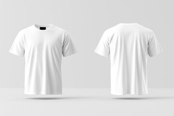 Blank white shirt mock up template, front and back view, isolated on white background. Design presentation for print.