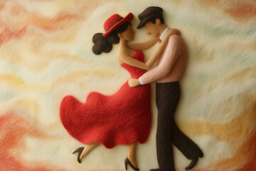 Wall Mural - cute couple dance salsa romance