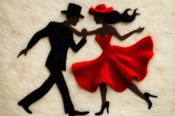 Wall Mural - elegant black couple love dancing romance tango