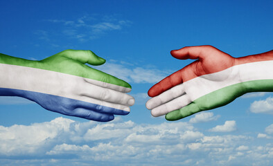 Hungary and Sierra Leone country handshaking with flags, consensus concept international co-operation illustration