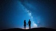 © CattaC - A couple holding hands under a starry sky, symbolizing a promise to stay together forever, promise under stars, eternal love