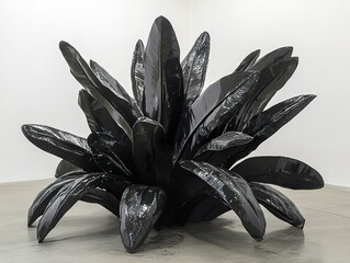 Sticker - Black Plant Sculpture: A Study in Form and Texture