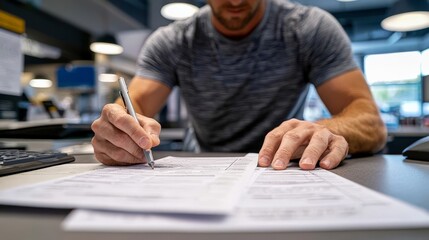 a person at the post office, mailing their completed tax forms, showing the final step of the tax pr