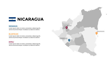  Nicaragua map Infographic, maps for countries elements design for presentation, can be used for presentation, workflow layout, diagram, annual report, web design.