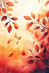 Poster - Autumn foliage in vibrant hues observed in a tranquil setting during late afternoon light