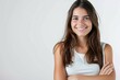 © LadiesWin - Delighted young female with arms crossed, isolated on a plain white background , background blur