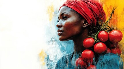 Canvas Print - African Woman with Tomatoes