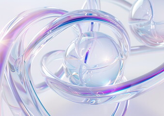 3d rendering of abstract futuristic holographic elements on white background. abstract shapes with g