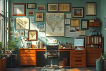 Wall Mural - Workspace with a vintage touch