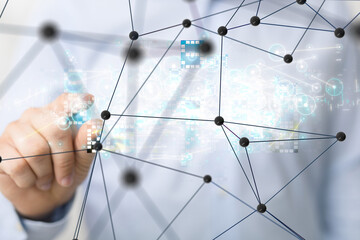 neural network 3d illustration. big data and cybersecurity