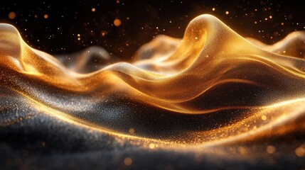 Poster - Golden Abstract Waves