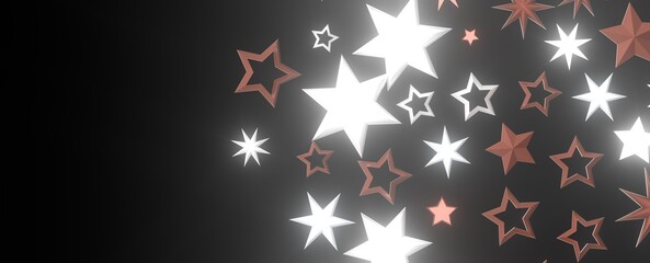 Falling Christmas Star Show: Mesmeric 3D Illustration Depicting Falling Holiday Stargazing Spectacle