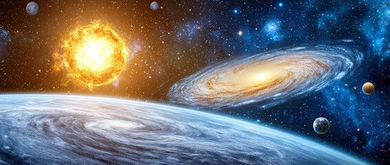 Wall Mural - a colorful abstract wallpaper 21:9, a realistic galaxy design, a starry night sky, a star itself, a 