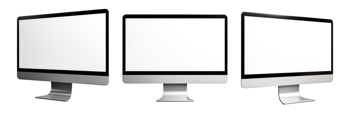 Wall Mural - realistic computer screen mockup. computer display on three sides with blank screen isolated on whit