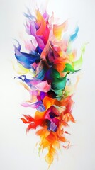 Sticker - Abstract colorful paint strokes flowing together forming a vertical design