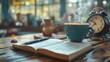 © Prime Stox - Cozy Morning Coffee with Open Book and Clock