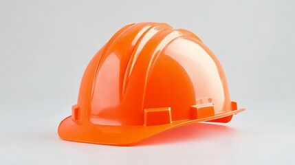 Orange hard hat sitting on white background