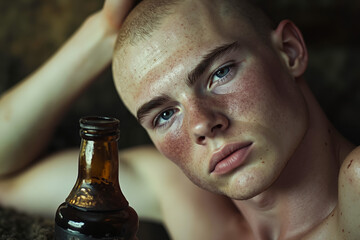 Sticker - A man with freckles and a bottle of beer