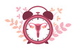 © krissikunterbunt - female reproductive system women uterus in the ringing alarm clock vector illustration