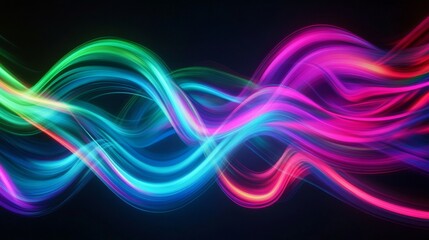 Poster - Abstract colorful wave design flowing on black background