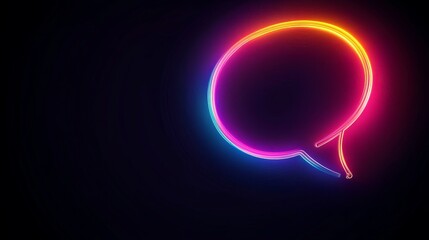 Canvas Print - Neon speech bubble glowing on dark background