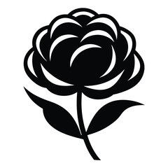 Sticker - Peony Silhouette Line Art Illustration.