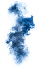 Wall Mural - blue smoke forming wavy shapes over white background