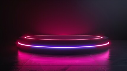 Poster - Modern Product Display: A Platform with Neon Lights