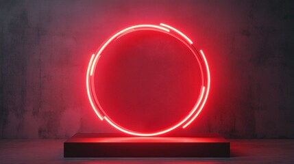 Poster - Product Showcase: A Circular Platform with Neon Lights