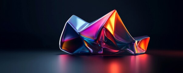 Poster - Abstract crystal reflecting vibrant colors on dark background