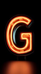 Sticker - Big letter g neon sign standing on stage with orange glow