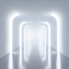 A futuristic white tunnel for showcase or display products.