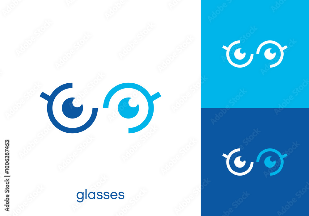 simple glasses infinity logo. optical eye store symbol design template ...