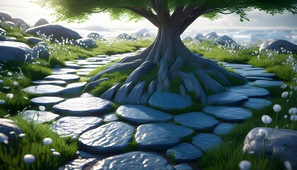 Wall Mural - Philosophical Roots: A Tree Symbolizing Deep Foundations and Origins of Thought