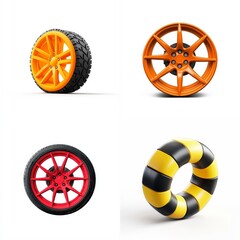 Racing car wheel game icon on a white background