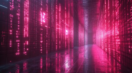 Wall Mural - Digital Corridor: A Futuristic Journey Through Data