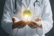 © enterdigital - A doctor holds a glowing tree symbolizing health and sustainability, representing the intersection of medicine and nature.