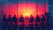 © CinimaticWorks - business colleagues sitting around a meeting table, discussing strategies for economic growth and future business success, captured through professional silhouettes