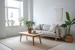 © Trendistudio - Modern living room interiors with light gray sofas based on Scandinavian interiors. Generative AI