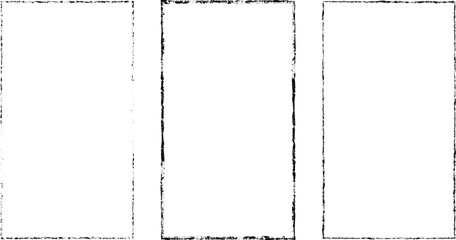 Poster - Set of vector border frames with rough edges . Rectangular frame template collection . distress texture . Grunge tiny frame borders isolated on the background . Rough edges effect . 