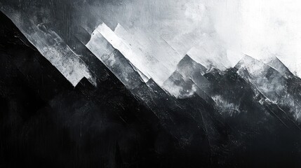 Canvas Print - Abstract Mountain Range in Shades of Gray