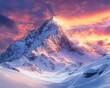 © Nawarit - Snowy mountain hiking with vibrant sky, soft lighting, dynamic movement, serene atmosphere, high detail, photo-realism