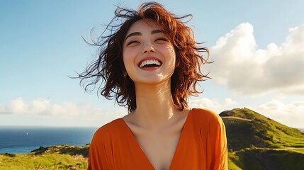 Young woman in casual clothes on the beach