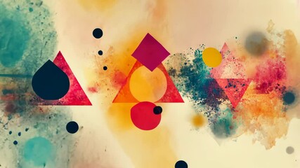 Wall Mural - a watercolor painting featuring various geometric shapes and colors