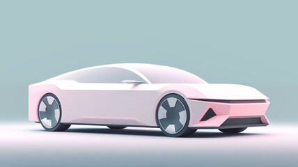 White futuristic sports car coupe on a gray background. 3d rendering. Generative AI