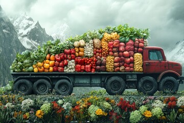 Canvas Print - Truck Full of Vegetables