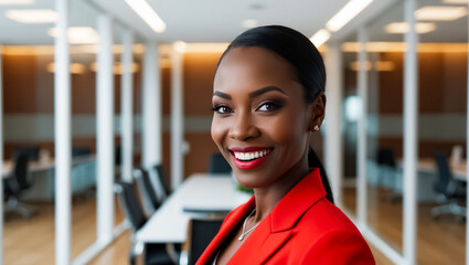 Wall Mural - Smiling beautiful business woman african american in office