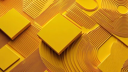 Wall Mural - yellow squares rest on a textured surface with curved and linear patterns