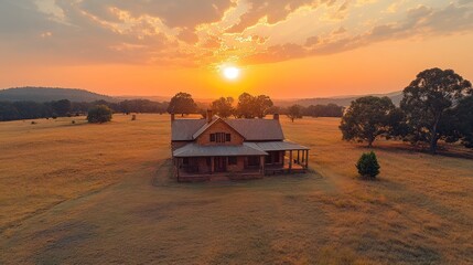 Sticker - Sunset over a Country Home