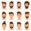 © umut hasanoglu - Diverse collection of male avatars featuring different hairstyles, facial hair, and expressions captured in a minimalist, flat design style.